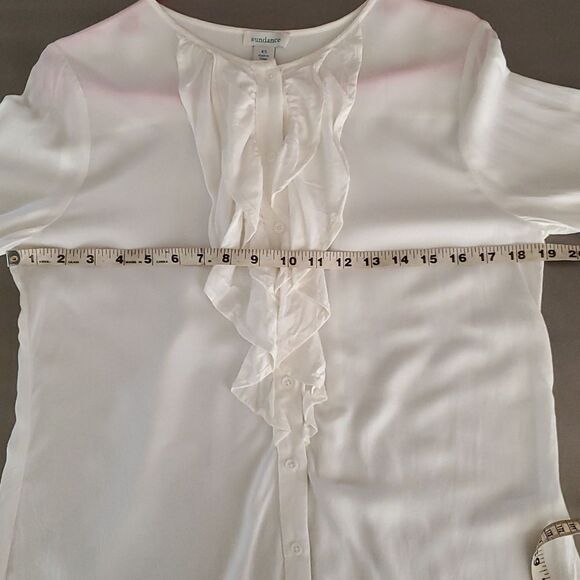Sundance Eloquence Ivory Long Sleeve Ruffle Button Front Blouse Top XS - Picture 7 of 9